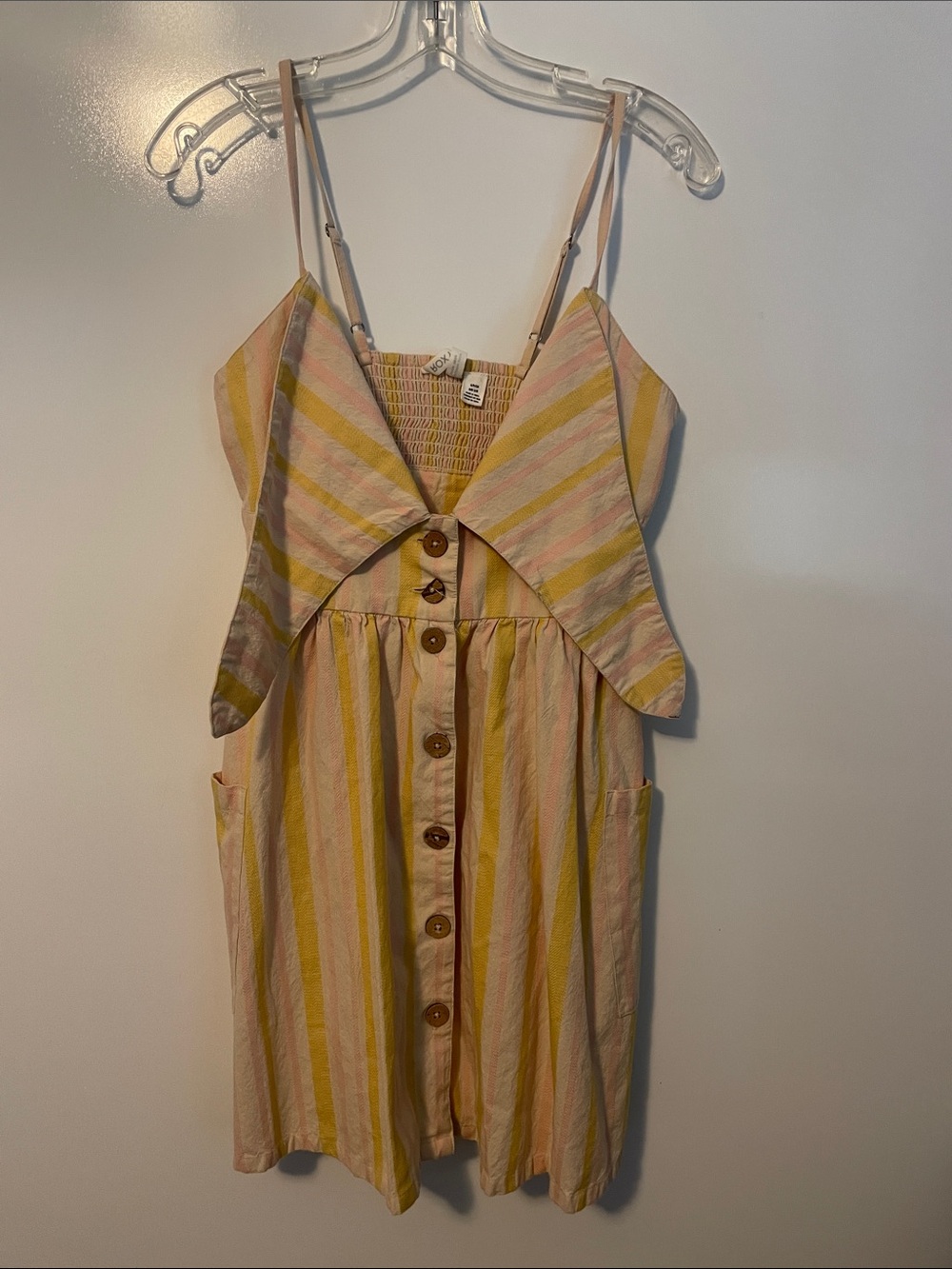 Roxy Lapel Summer Mini Dress With Pockets Size Small